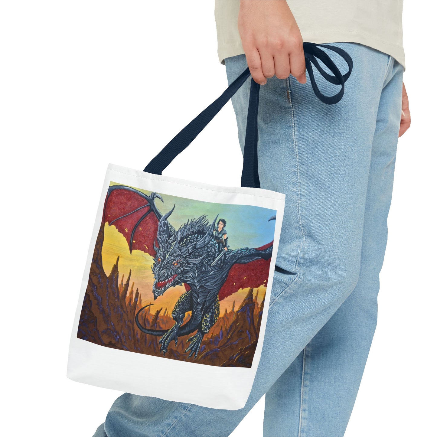 Fantasy Dragon Rider Tote Bag | Perfect for Nerds & Adventurers